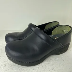 Dansko Black Leather Clogs thumbnail 3