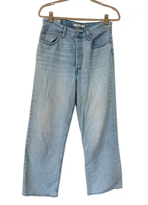Levi’s Ribcage Straight Jeans Button Fly Womens 30 Blue thumbnail 1