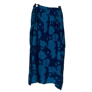 Plus Size Blue Floral Maxi Skirt Crinkle Drawstring Boho Coastal Vacation OSP thumbnail 7