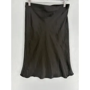 Rachel Zoe Womens Midi Skirt Black Satin Slip Minimalist S thumbnail 3