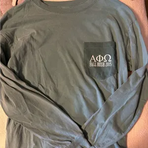 Rush Alpha Phi Omega APO Long Sleeve T shirt Fall 2015 Teal thumbnail 1