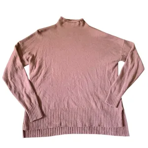 Madewell Cashmere Sweater Womens Small Mauve Pink Mockneck High Low Minimalist thumbnail 1