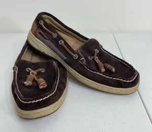 Sperry’s women’s brown top-sider songfish suede boat‎ loafers leather shoes 5.5 thumbnail 1