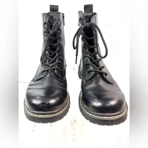 Torrid 8WW Combat Moto Boots Lug Sole Lace Up n Zip in Black - Wide thumbnail 4