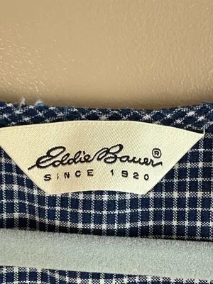 Vtg Eddie Bauer Navy Blue Plaid Sleeveless Dress XL Pinafore Jumper Cottagecore thumbnail 2