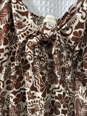 Monteau Los Angeles Floral Tiered Linen Blend Maxi Dress with Pockets Size S thumbnail 2