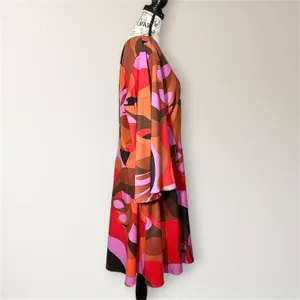 Donna‎ Morgan 16 Red Abstract A Line Bell Sleeve Dress Homecoming Wedding Guest thumbnail 3