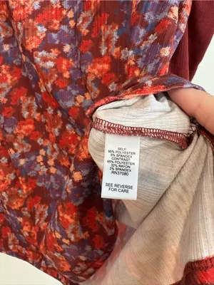 Cato‎ Floral 3/4 puff sleeve top red purple size XL thumbnail 4
