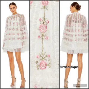 Mac Duggal 8031 Embroidered Flare Sleeve Embroidered Mini Dress thumbnail 2