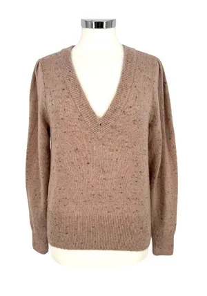 Madewell Donegal Westgate V-Neck Sweater Wool Blend Beige Size Medium thumbnail 1