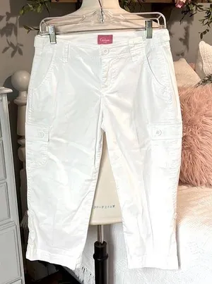 Pappagallo White Capris Crop Pants Womens 4P Cargo thumbnail 1