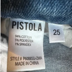 Pistola Womens High Rise Flare Jeans Distressed Raw Hem Blue Denim 25 thumbnail 7