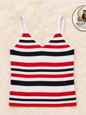 Knit Tank Top Size Large ~ Red White Blue Stripes ~ Layering thumbnail 5