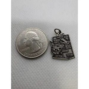 Vintage Sterling Silver Arizona State Map Souvenir Charm Grand Canyon Phoenix thumbnail 5
