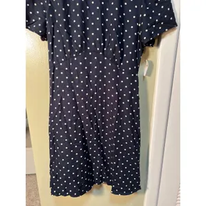 Old Navy Women's Size Medium Crepe Mini Dress Navy Blue White Polka Dots Short thumbnail 4