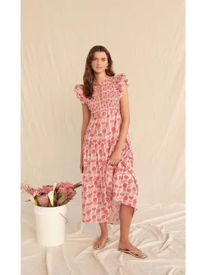 Saylor Almina Maxi Dress in Pink Print Small Womens Long Boho thumbnail 12