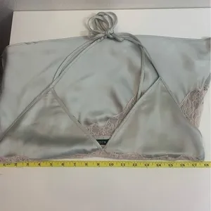 Zara Women's XL Camisole Silver Pastel Pink Dainty Lace Trim Y2K Whimsical Fairy thumbnail 5