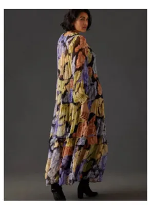 Anthropologie the Marais floral tiered chiffon maxi dress thumbnail 4