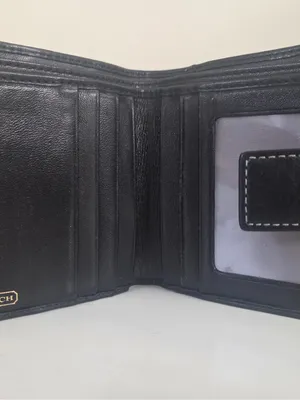 Coach Patchwork Black Gray Trifold Wallet thumbnail 5