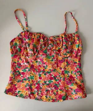 PRINCESS POLLY Pink Orange Yellow Floral Cami Bustier Tied Top Tank Size US 4 thumbnail 1