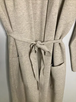 Babaton Oatmeal Long Knit Belted Robe thumbnail 4