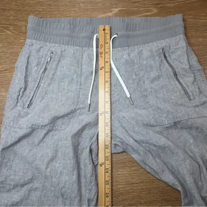 Athleta Cabo Linen Jogger Pants Women 8 Gray 100% Linen Drawstring Zip Pockets thumbnail 4