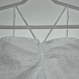 Madewell Smocked Ruched Crop Tank‎ Top White XL thumbnail 8