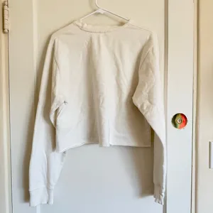 Brandy Melville White Sweatshirt with Blue Floral Design thumbnail 4