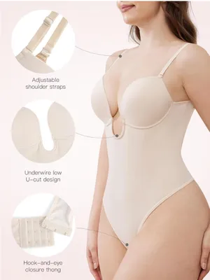 Slimers Plunge Backless Shapewear for Women: Low Back Tummy Control Shaper thumbnail 12