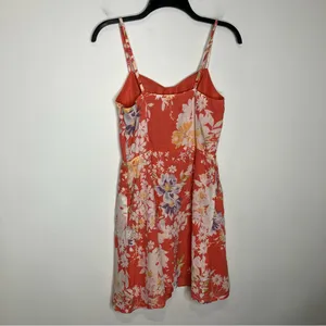 LC Lauren Conrad‎ floral sundress coral women’s size 4 adjustable straps thumbnail 3