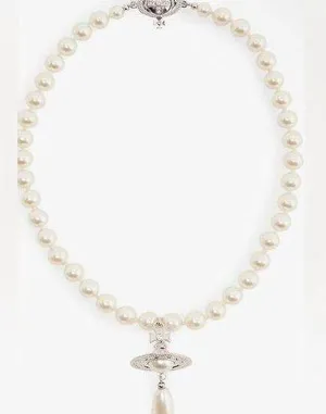 Vivienne Westwood Orb silver-tone brass and faux-pearl choker necklace thumbnail 1