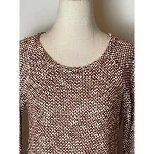 Ya Los Angeles Burgundy Knit Metallic Gold Thread And Ruffled‎ Hem Blouse M thumbnail 4