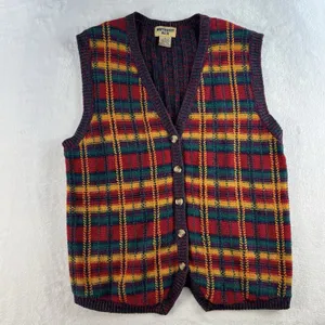 Vtg M Medium Sweater Knit Vest Womens Retro Granny Grandmacore Retro Boho V-Neck thumbnail 3