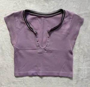 Out From Under Go For Gold Seamless Top Purple Size M/L Urban Outfitters Ribbed thumbnail 1
