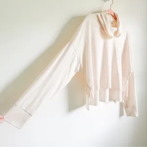 American Eagle Outfitters Cream Ivory Cowl Neck Waffle Knit high low top Large thumbnail 4