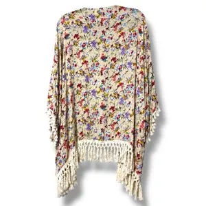 Kori America plus women’s 1XL/2XL Open Cardigan Womens Cover Up Floral Fringe thumbnail 2