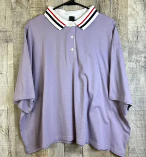 Wild Fable Size 2X Lilac Short Sleeve Cropped Top w/Collar and 3 Button … thumbnail 1
