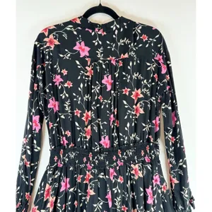 Free People Womens Dress Black Lighten Up Floral Mini Shirtdress Boho Size Small thumbnail 9