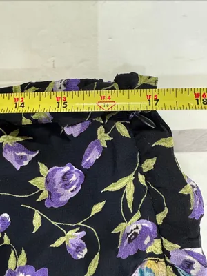 Requirements Black midi Skirt with Purple Pink Blue Floral Patchwork L romantic thumbnail 8