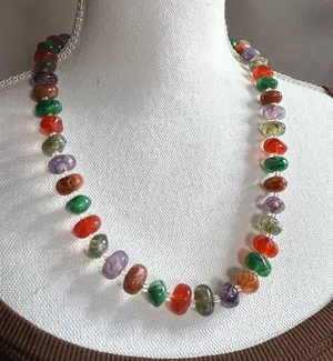 Vintage multi color nugget bead necklace thumbnail 7