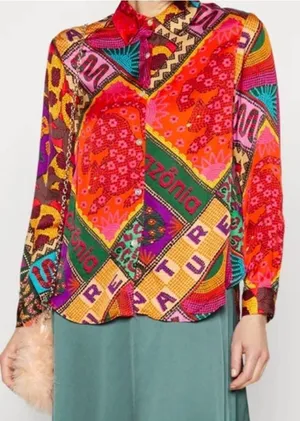 Farm Rio "Dotted Patch Scarf Shirt thumbnail 1