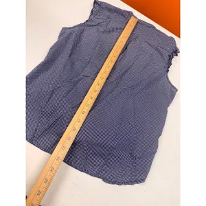 Maurices Navy Blue Polka Dot Sleeveless Tie Front Button Down Blouse Large thumbnail 5