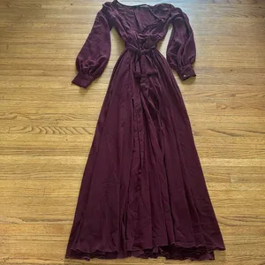 Oliviaceous burgundy maxi dress thumbnail 2