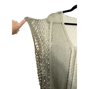 POL Olive Green Open Knit Sheer Short Sleeve Top Shirt Blouse Size Large thumbnail 3