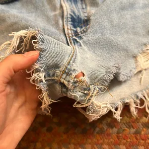 VTG LEVIS 505 CLASSIC heavy distressed DENIM CUT OFF SHORTS ORAGE TAB thumbnail 2