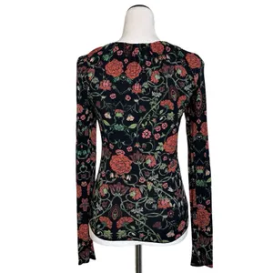 Free People Floral Babydoll Long Sleeve Top Sz L Red Whimsigoth Fairy Grunge Y2K thumbnail 3