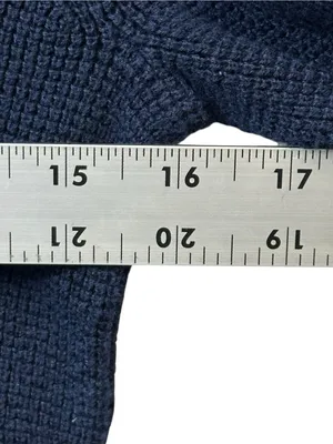Lauren Ralph Lauren Women’s Small Navy Waffle Knit Cowl Neck Cotton Sweater thumbnail 5