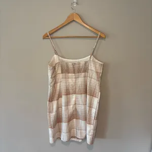 AEROPOSTALE Spaghetti Strap Plaid Mini Dress‎ w/ Slit @ Hem Brown/Cream Sz L thumbnail 13
