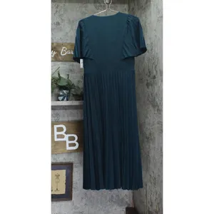 NWT SLNY Womens Lurex Surplice Neck Pleated Dress 9128105 Spruce Green 4 thumbnail 4