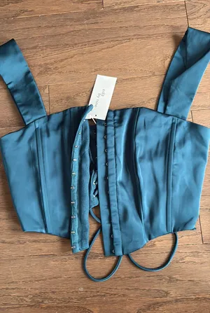 Teal corset top Blue thumbnail 1
